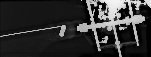 Radiographie du HDX500SAS :  Pied de pale vu de dessus.